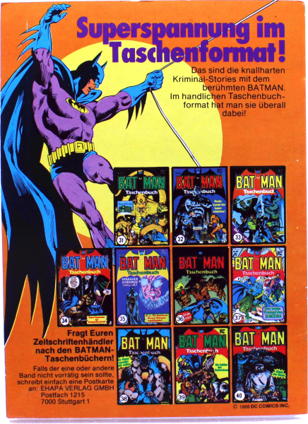 DC Comics Batman Comic Taschenbuch Nr. 41 (1988) – Das große Finale der Ehapa-Reihe